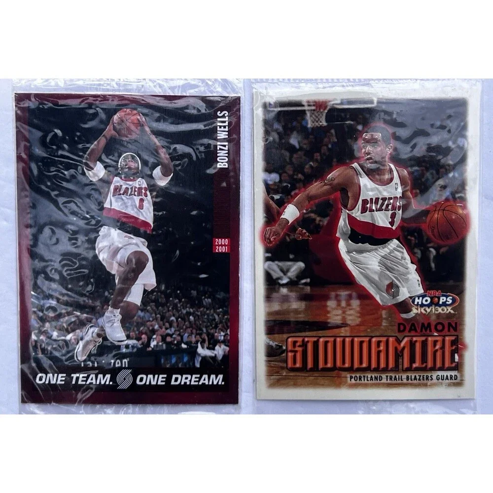 2000 Portland Trail Blazers 2 Card Lot Bonzi Wells Damon Stoudamire NBA Hoops